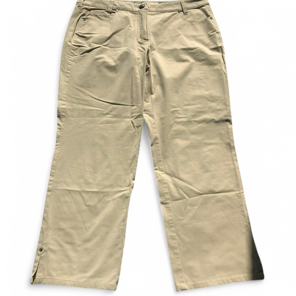 Y2K Orwell Beige Embellished Capri Pants Coastal Preppy Casual Size 10